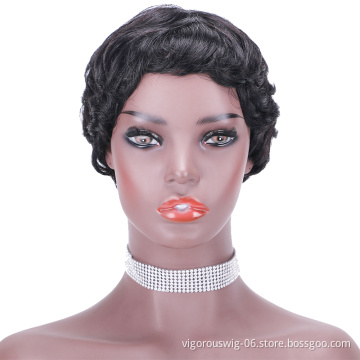 Short bob afro curly wholesale inch pixie cut wave black cheap glueless brazilian raw human hair wigs black women